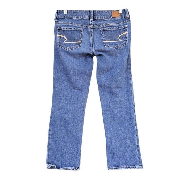 AEO Artist Blue Jeans Women’s Size 4 Light Wash Mid- Low Rise Stretch 5 Pockets - Picture 6 of 8